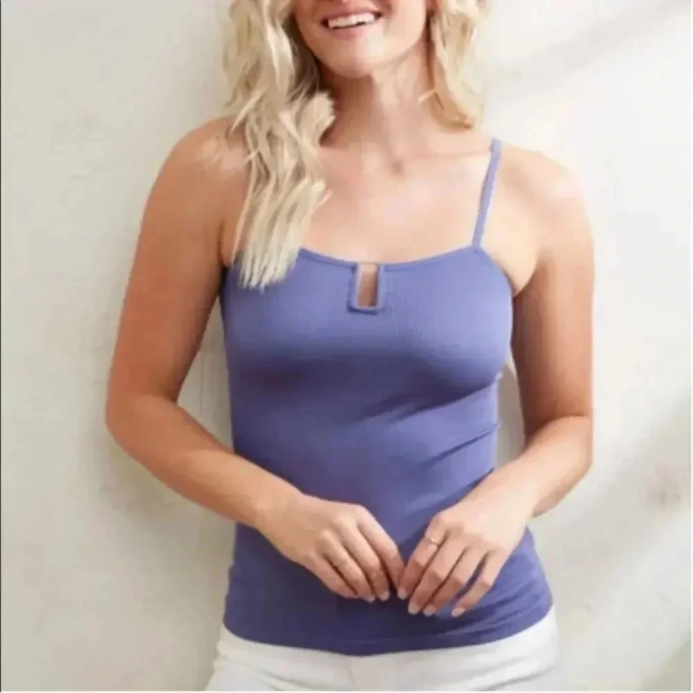 FREE PEOPLE INTIMATELY Be My Baby Seamless Ribbed Cami in Indigo Blue